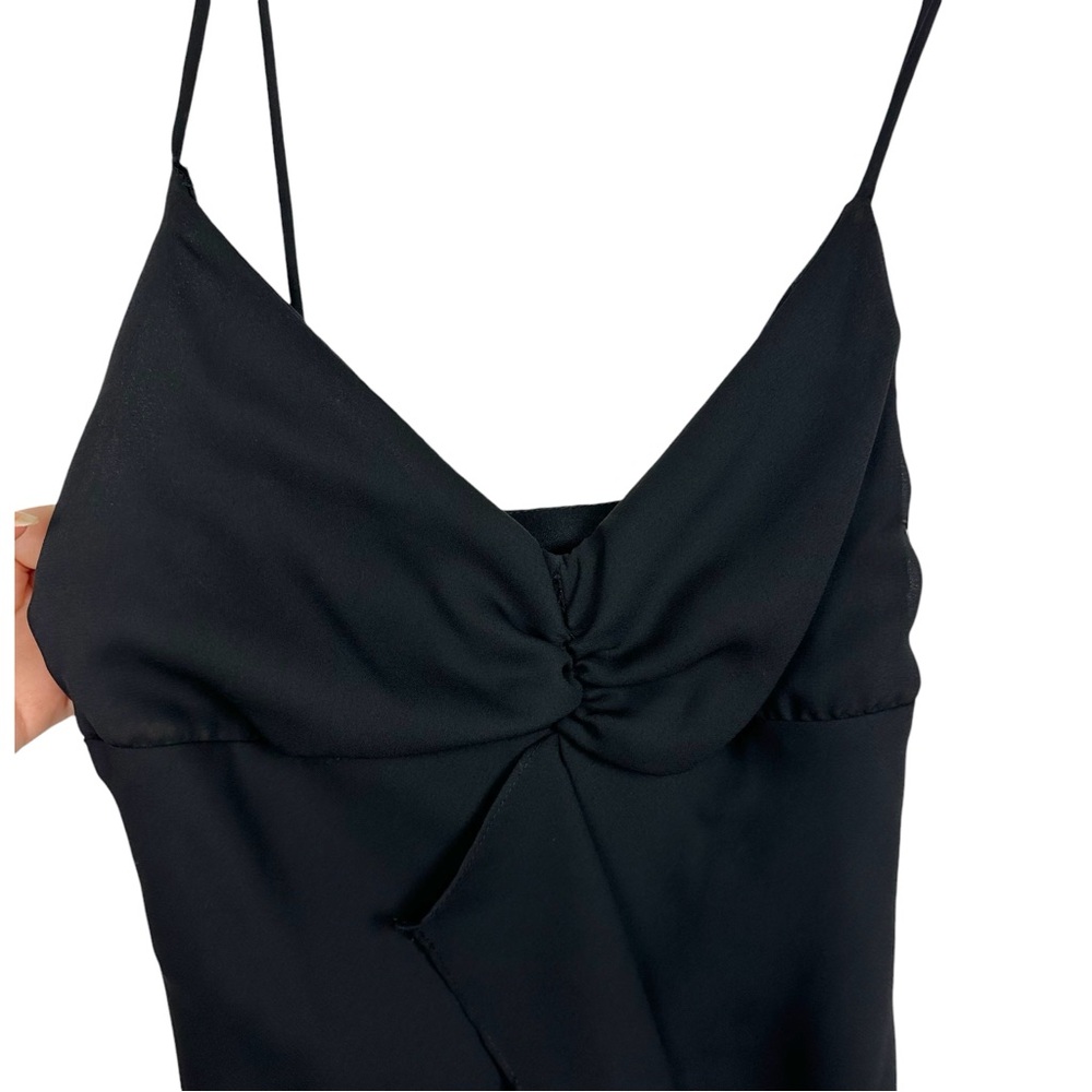 Breakin’ Loose Vintage Romantic Ruffle Spaghetti Strap V Neck Midi Black Dress 4 - Picture 3 of 8
